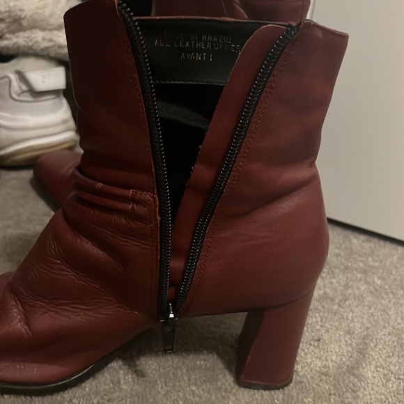 Maroon Purple Red Brown Burgundy Magenta Scarlet Leather 3 inch Heels Boots - Picture 6 of 6